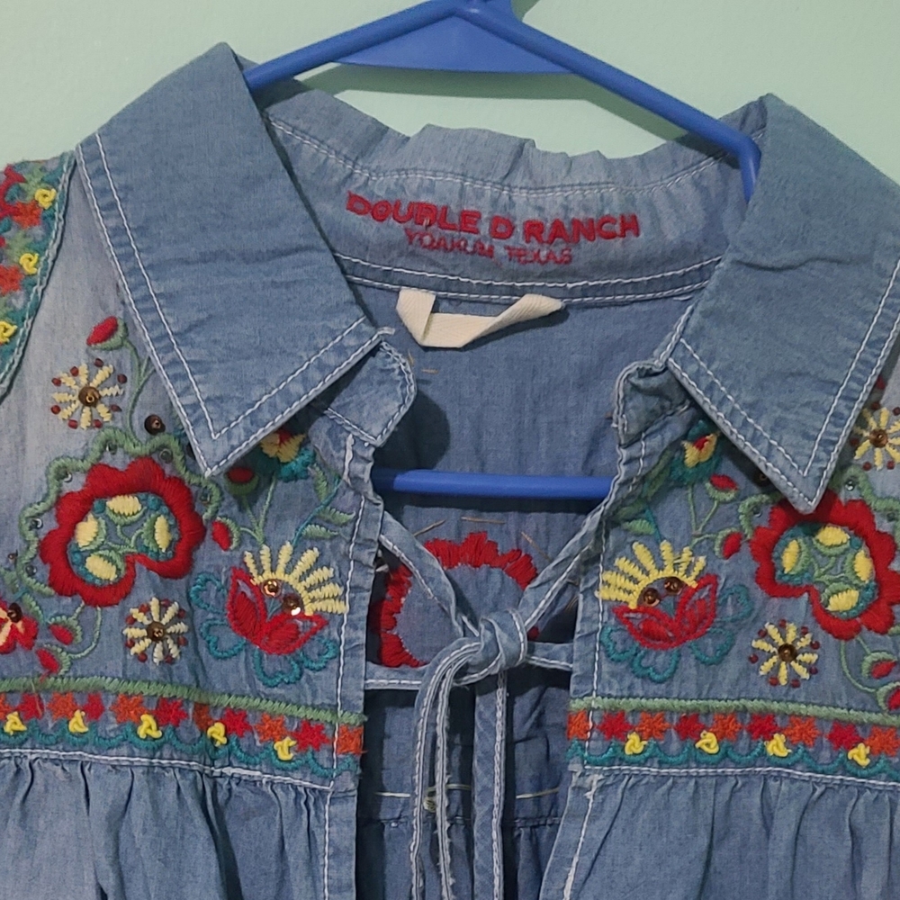 Double D Ranch Blue Embroidered Jean Jacket - Picture 3 of 6